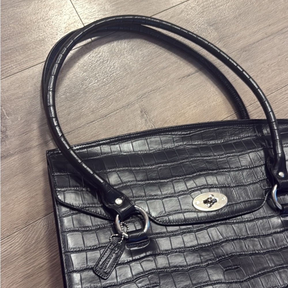 DANIER LARGE Elegant Black Crocodile-Embossed Women's Bag